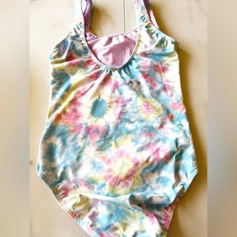 Anthropologie PilyQ living my best life, tie-dye rainbow, one piece groovy swim